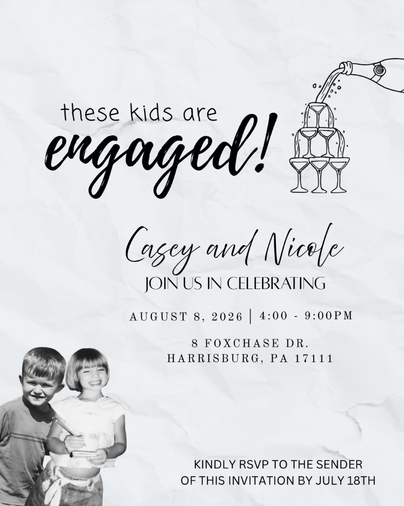 Casey and Nicole engagement invitation